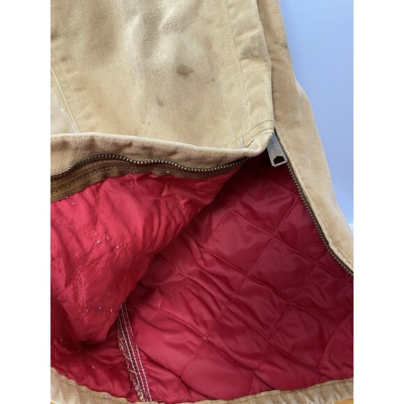 Carhartt Overalls Mens 38x29 Brown Quilted Lined Workwear Double Knee Distressed - Picture 6 of 14